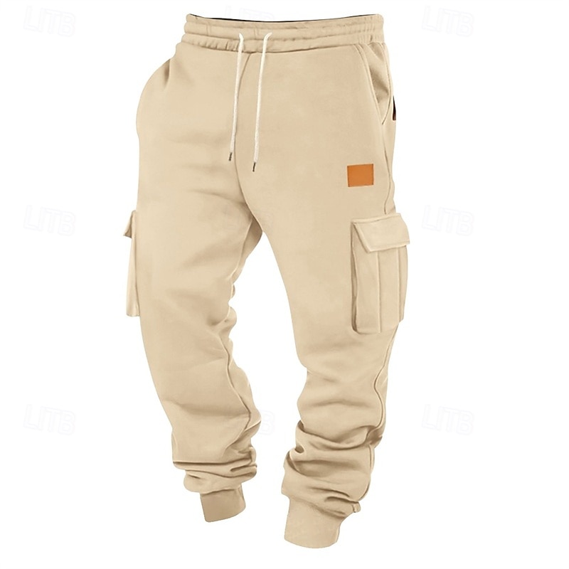 Homens Calça de moletom cargo Corredor Calça esportiva Calças Com Cordão Bolsos Cintura elástica Tecido Conforto Diário Esportes Moda Casual Preto Branco Micro-Elástica de 2026 por $22.99 –P12