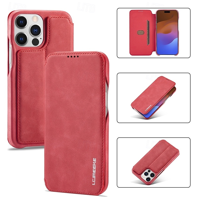 Custodia per telefono per iPhone 16 Pro Max Plus iPhone 15 Pro Max Plus iPhone 14 13 12 11 Pro Max Plus Mini Cover flip con slot per schede anti-caduta retrò TPU pelle PU del 2025 a $19.99 –P14