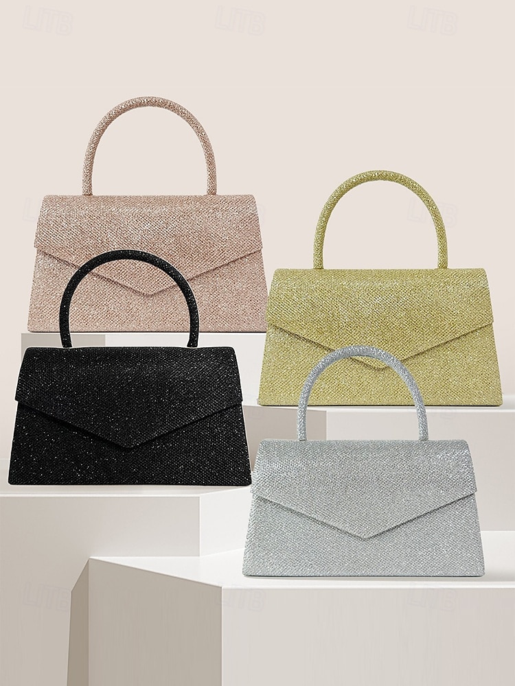 Dames Koppeling Avondtasje Schoudertassen Klep tas Polyesteri Feest Bruiloft Ketting Grote capaciteit Multi-dragen Effen Kleur Zilver Zwart Lichtbruin 2025 - $24.99 –P4