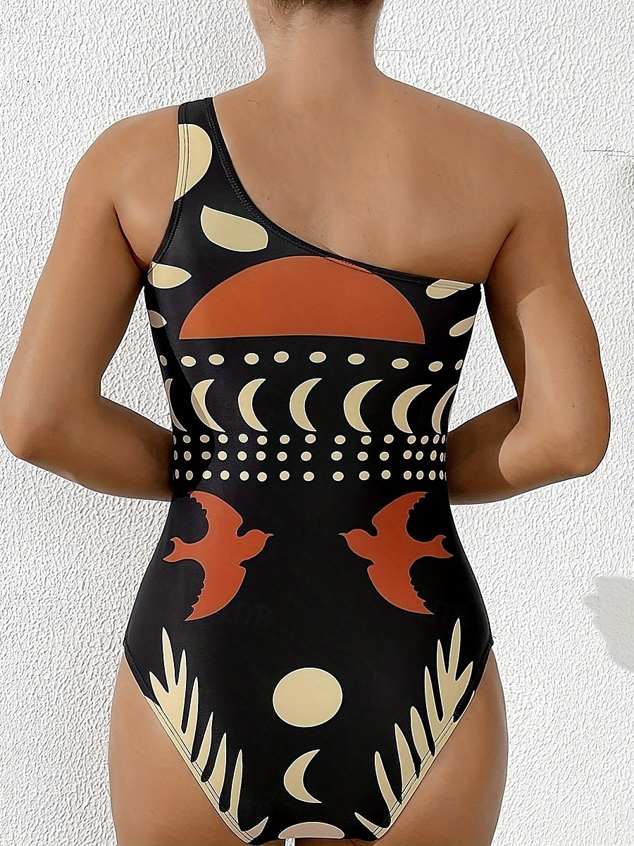 Maillots de bain pour femmes Maillot de bain une pièce Monokini Sans dos Contrôle du ventre Taille haute Slim Vêtements de plage de vacances Graphique vintage Col asymétrique sans manches de 2025 ? $26.99 –P2