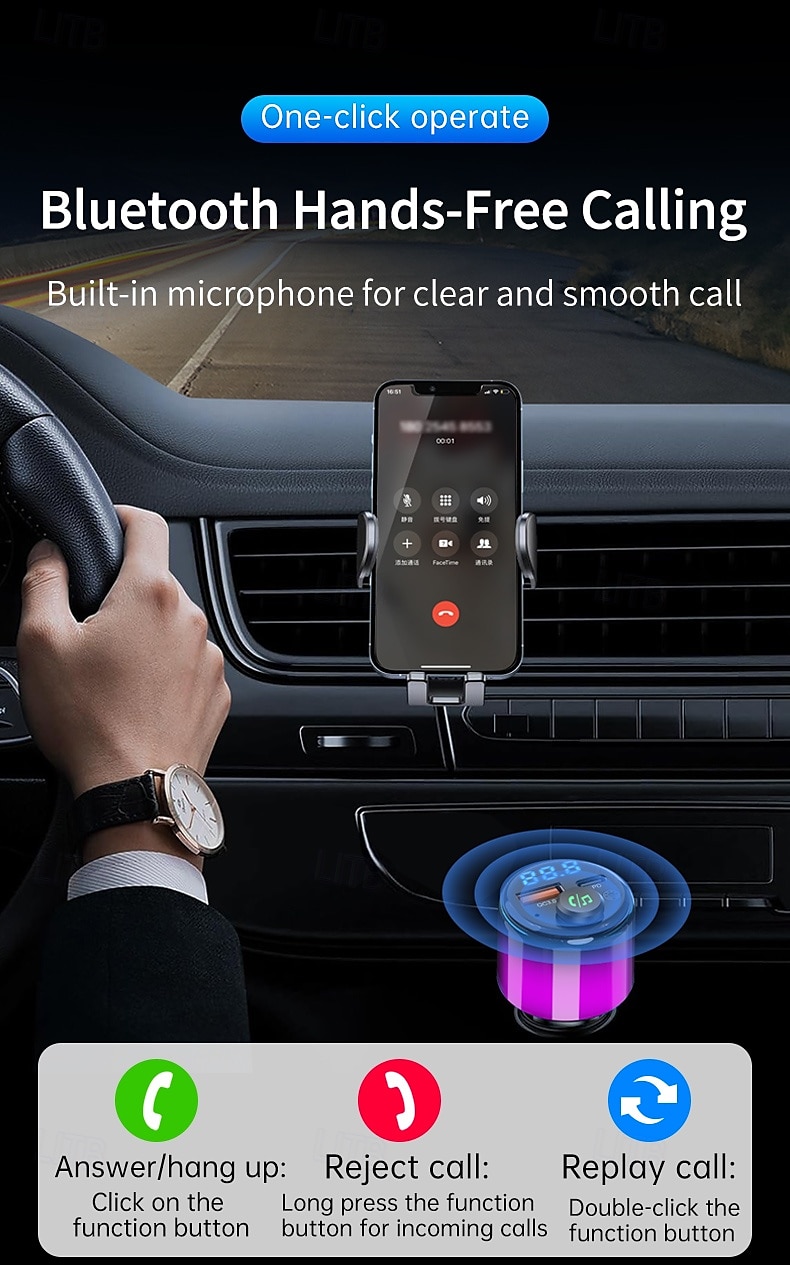 2025年 車用 Bluetooth 5.3 FM トランスミッター PD 30W + QC 3.0 デュアルポート 高速カーチャージャー ワイヤレス FM ラジオ Bluetooth カーアダプター ハンズフリー通話機能付き  コレクション – $38.99 –P7