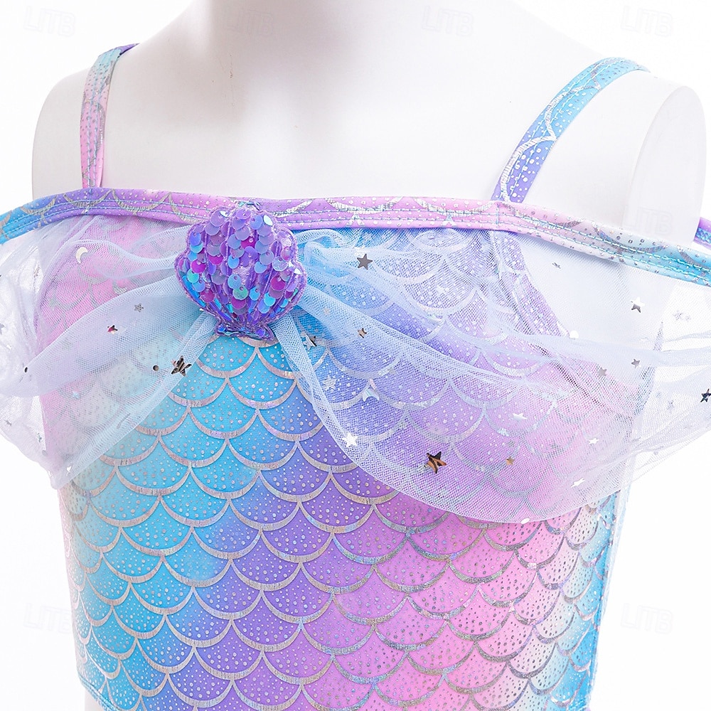 Baby Jente Tre stykker Havfrue badetøy Badetøy Strand Svømming Vekter søt stil Netting Badedrakter 4-7 år Sommer Rosa Blå 2025 - $43.99 –P5