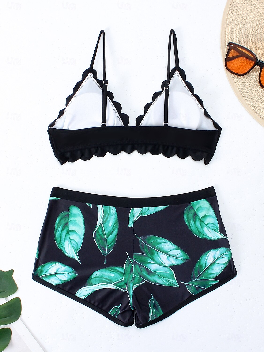 Dame Badetøy Bikini Badedrakt Høst Grafisk Blader Ermeløs Badedrakter 2025 - $28.99 –P2