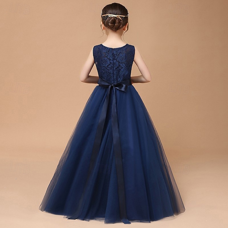 ts princesse longueur au sol robe de demoiselle d'honneur quinceanera filles jolie robe de bal tulle avec nœud(s) coupe élégante 3-16 ans de 2025 ? $102.99 –P3