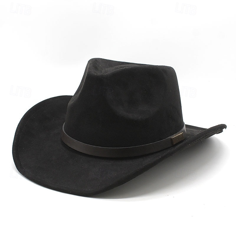 Homme Chapeau de soleil Chapeau de cowboy Chapeau Fedora Trilby Noir Chameau Laineux Le style rétro Mode 18ème siècle État du Texas du quotidien Le thème de la fête Couleur unie / unie Ecran Solaire de 2025 ? €20.99 –P7