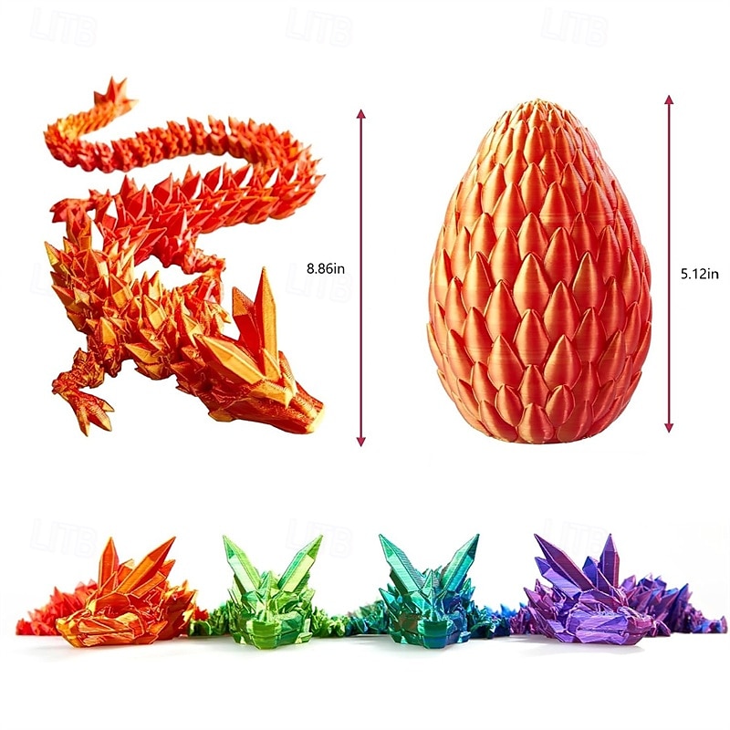 3d-tryckt drake ägg regnbåge flygande drake i färgglada ägg fidget leksak för födelsedagspresent flexibel skrivbord figur dekor 2025 - $35.99 –P12