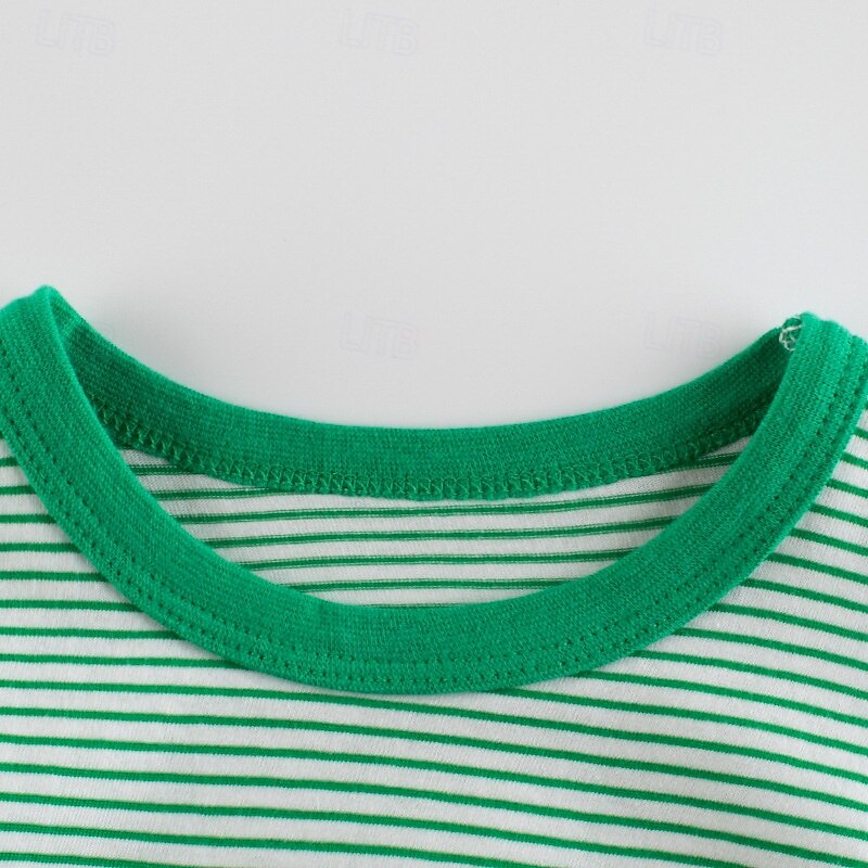 Paquets multiples 3 pièces Garçon Col Ras du Cou Manches courtes T shirt T-shirt Rayure Vacances Usage quotidien 100% Coton Printemps été de 2025 ? $19.99 –P6