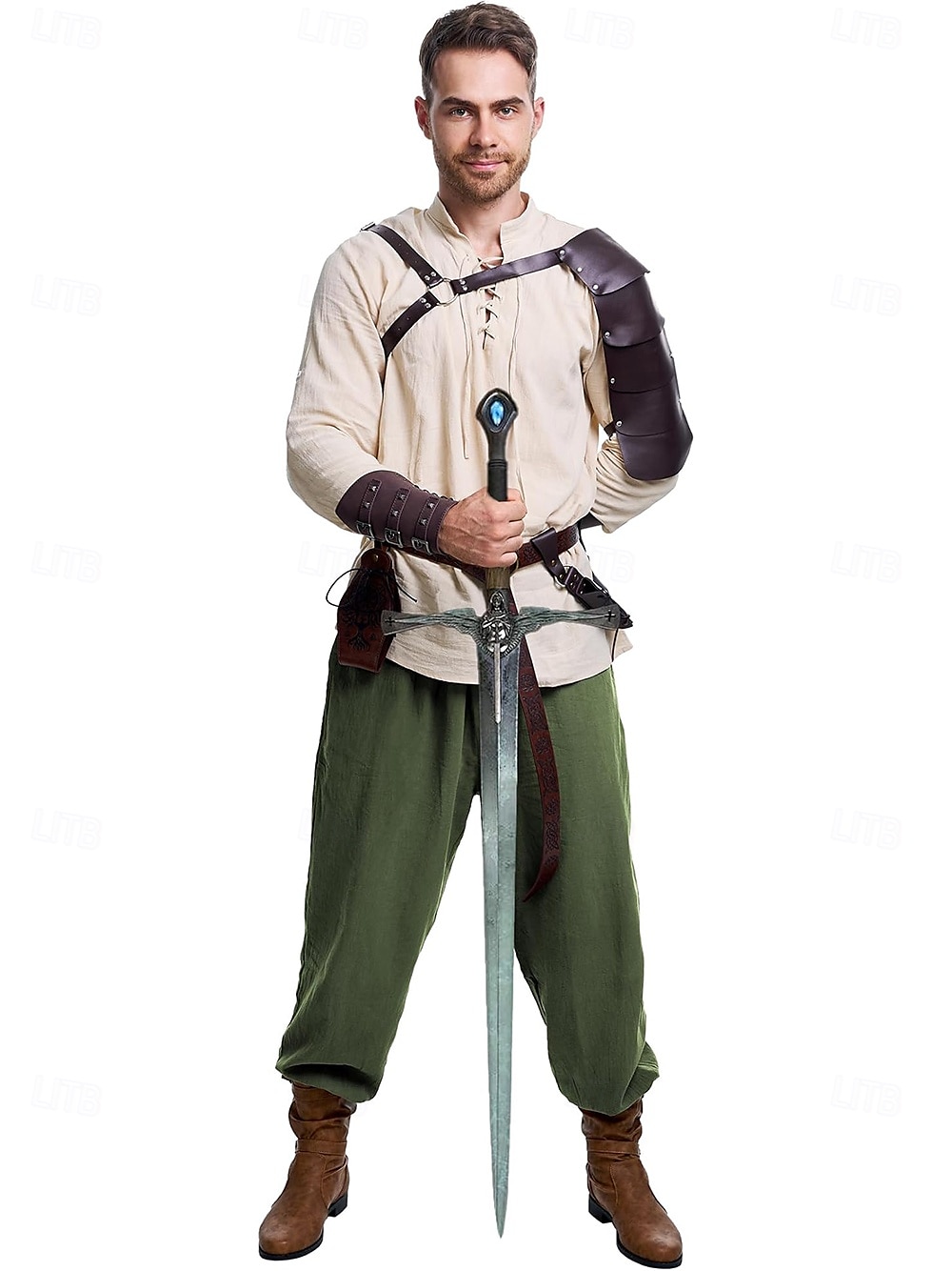 Rétro Vintage Médiéval Renaissance Pantalon Costume de cosplay Tenues Ren Faire Homme Viking Fantaisie Halloween Carnaval Mascarade Carnaval Performance LARP Adulte Chemise Pantalon Ceinture de 2025 ? $76.99 –P9