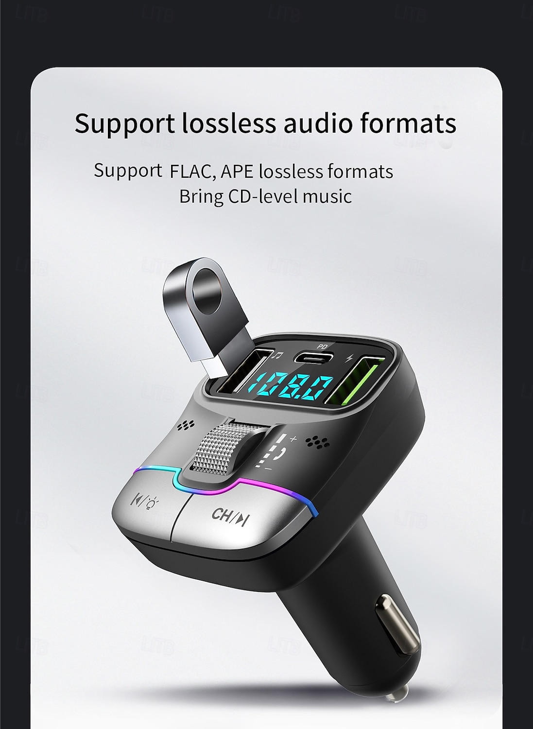 Car Charger Dual USB Smart Fast Chargers with Charging Cable Bluetooth 5.0 FM Transmitter MP3 Player 2025 - $27.99 –P5
