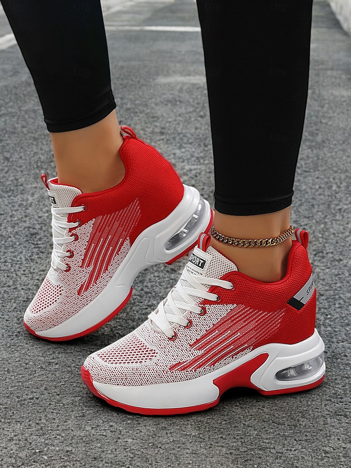 vielseitige rote Damen-Sneaker mit Luftpolstersohle für das Fitnessstudio oder Freizeitausflüge 2025 - $42.99 –P4