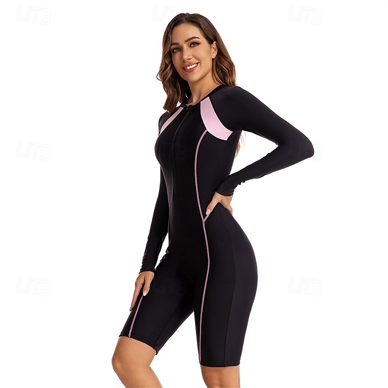 Női Kiütésőr Női szörfruházat UV Napvédelem UPF50+ Könnyű Hosszú ujj Spandex Testhezálló Fürdőruha Cipzár Úszás Szörfözés Tengerpart Vízi sportok Kollázs Nyár Tavasz Ősz 2025 - $37.99 –P3