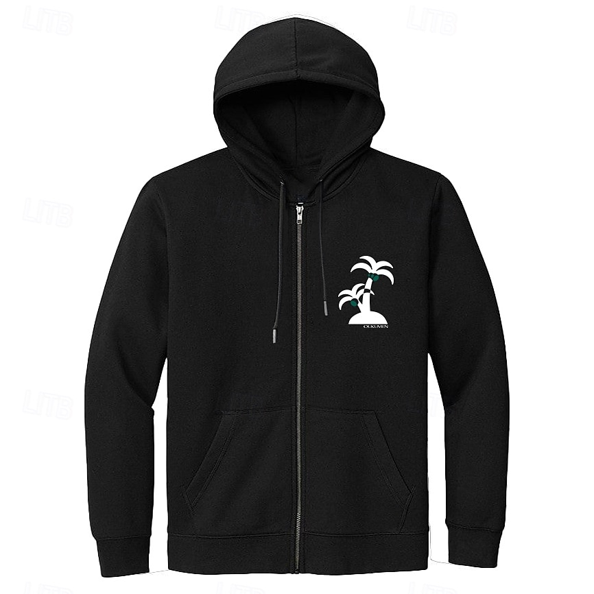 Hombre Sudadera Sudadera con capucha y cremallera completa Negro Blanco Con Capucha Bloque de color Árbol Plantas Cremallera Bolsillo Trabajo Deporte Casual Fresco Design Gráfico Otoño Invierno Ropa 2025 - $47.99 –P8