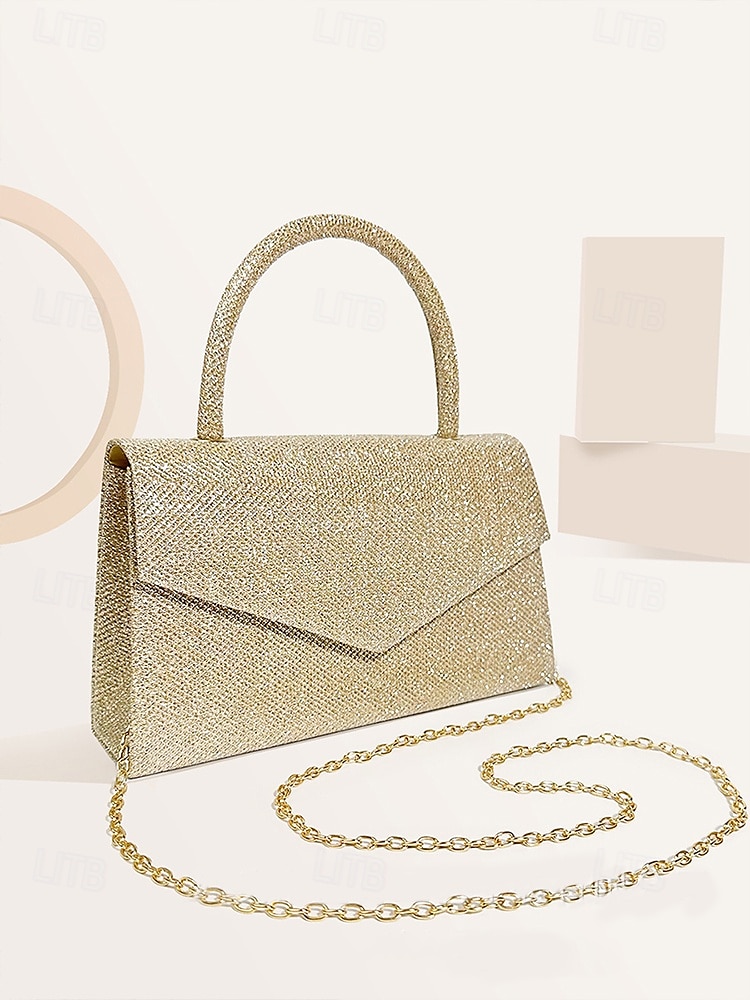 Dames Koppeling Avondtasje Schoudertassen Klep tas Polyesteri Feest Bruiloft Ketting Grote capaciteit Multi-dragen Effen Kleur Zilver Zwart Lichtbruin 2025 - $24.99 –P5