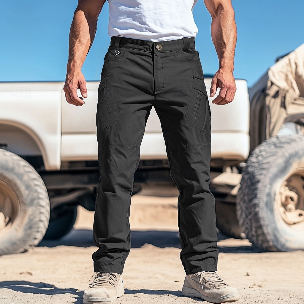 Herr Militärbyxor Cargo byxor Långbyxor Ficka Rakt ben Ensfärgat Komfort Utomhus Fullängd Ledigt Dagligen Streetwear Stylish Svart Armégrön Microelastisk 2025 - $22.99 –P5