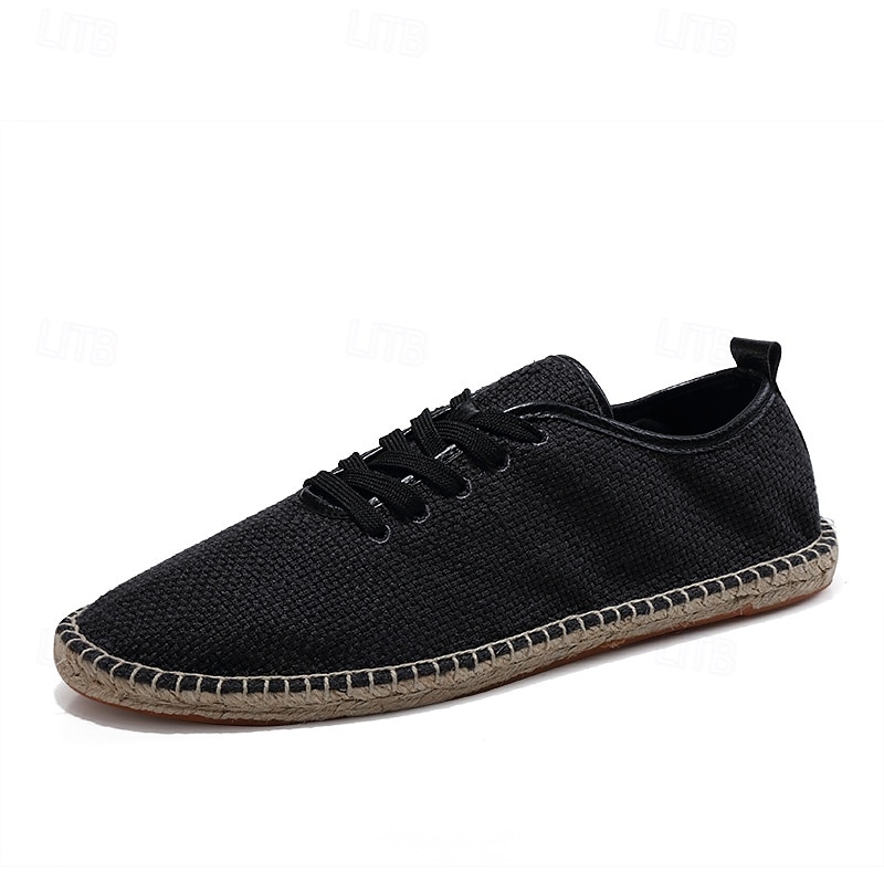 scarpe espadrillas da uomo in tela beige con lacci e suola in corda di juta – comode calzature estive casual del 2025 a $32.99 –P7