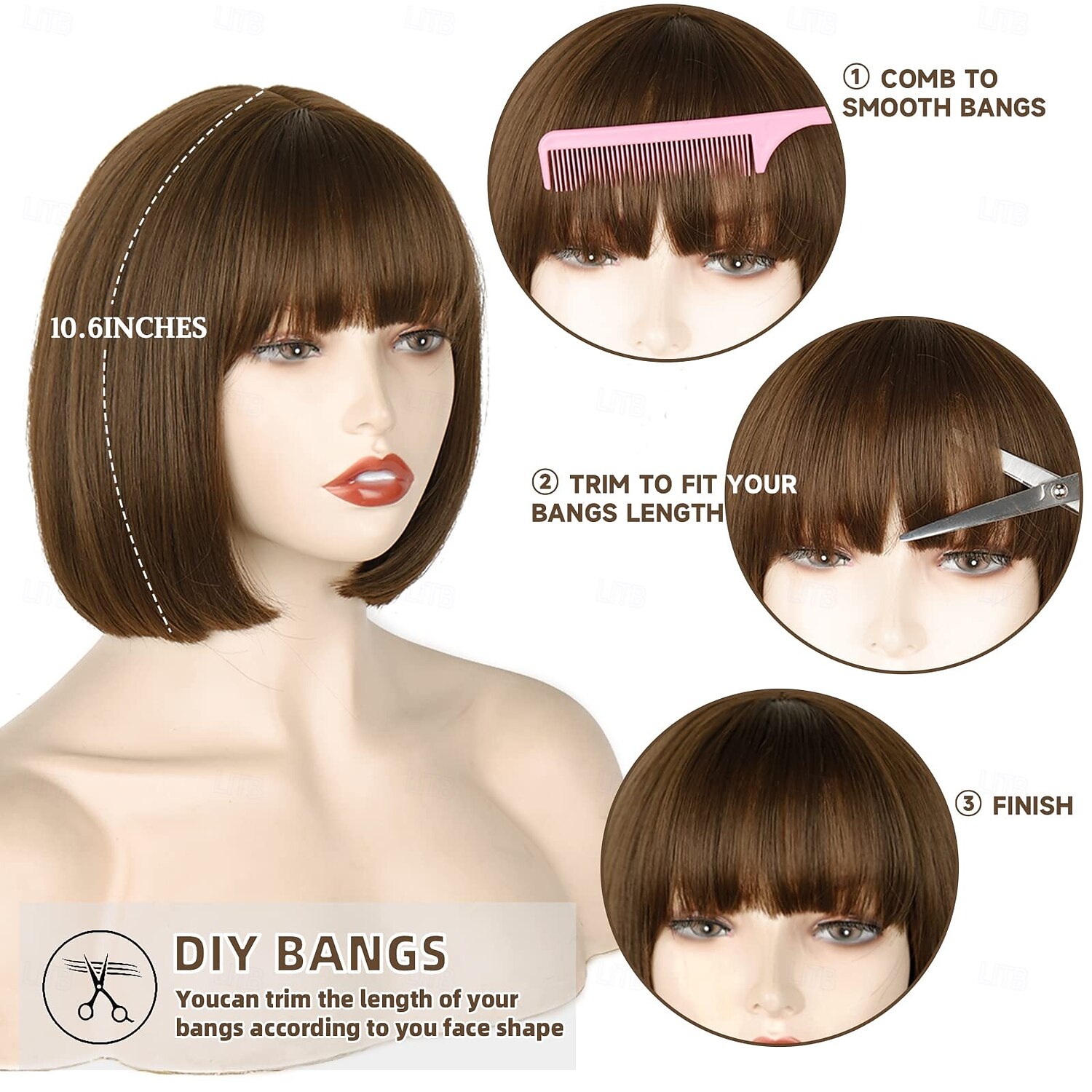 Short Bob Wig with Bangs Straight Bob Wig for Women Bob Wig Heat Resistant Fiber for Cospaly 2025 - $18.49 –P7
