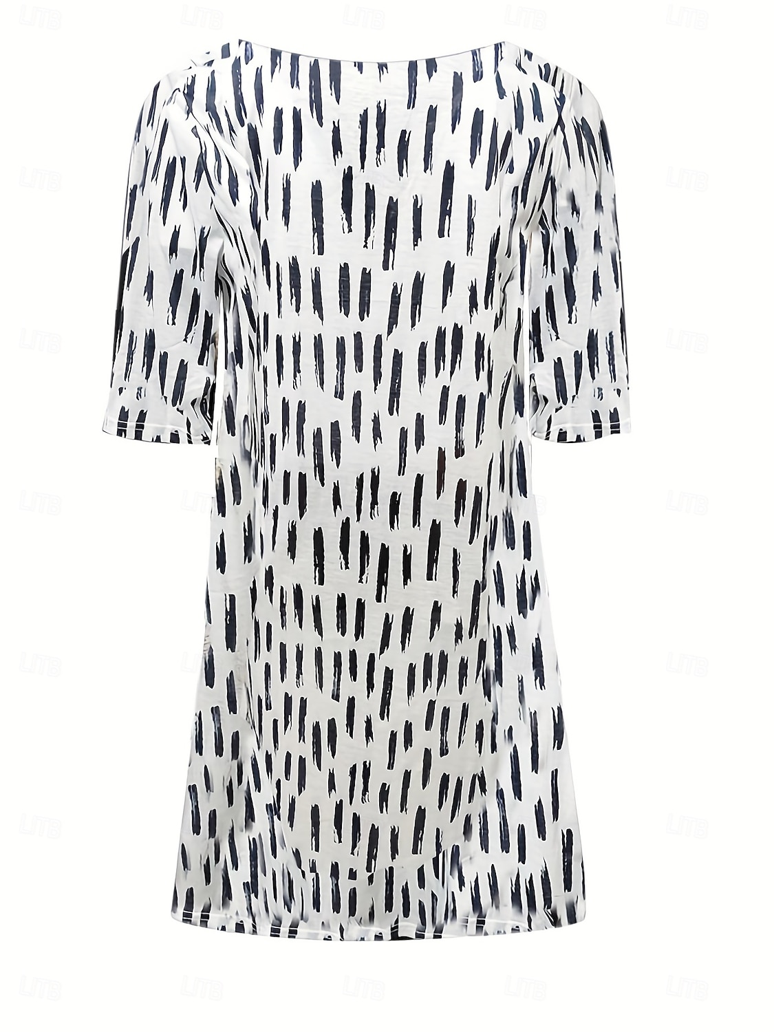Dame EU / USA størrelse Midikjole Jumper kjole Boho-kjole Vårkjole Boho brudekjole Elegant Bohem Stilfull 3/4-ermer Feriereise Arbeid Daglig Løstsittende Geometrisk Ruter 3/4 ermer V-hals Svart og 2025 - $35.99 –P2