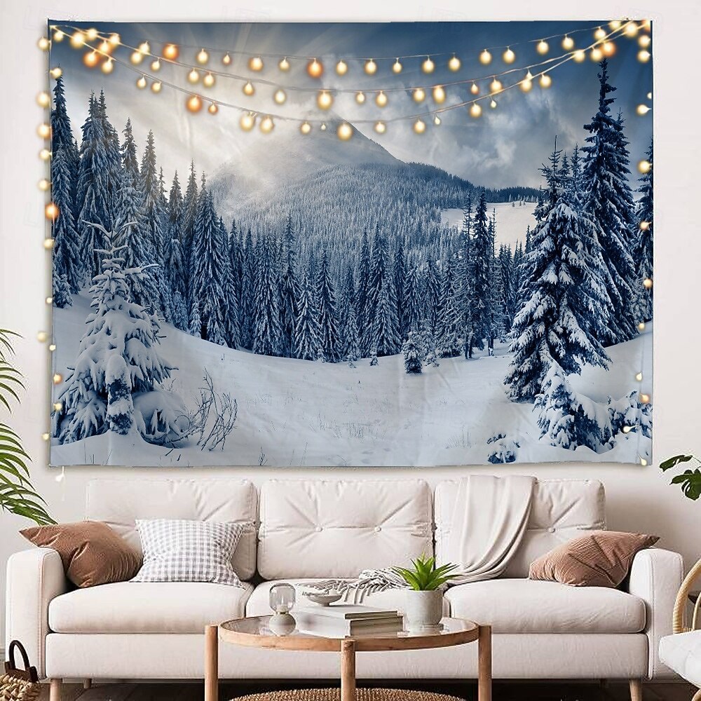 Tapiz colgante de pared con diseño de país de las maravillas invernal, tapiz grande, decoración mural, fotografía, telón de fondo, manta, cortina, decoración del hogar, dormitorio, sala de estar, 2026 - $20.99 –P2