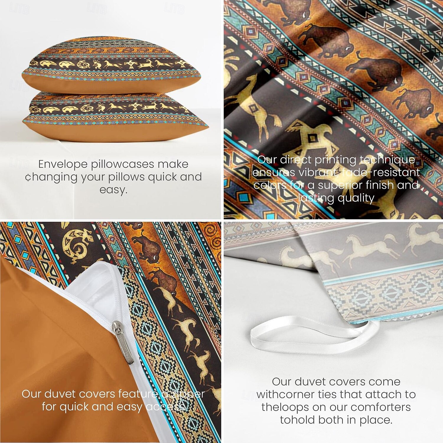 eläinten boheemityylinen pussilakanasetti 100% puuvillaa pehmeä hengittävä kangas boho eläinprintit pussilakana ja tyynyliinat hypoallergeeniset ihoystävällinen kestävä haalistumaton täydellinen boho-makuuhuoneeseen 2025 - $60.99 –P5