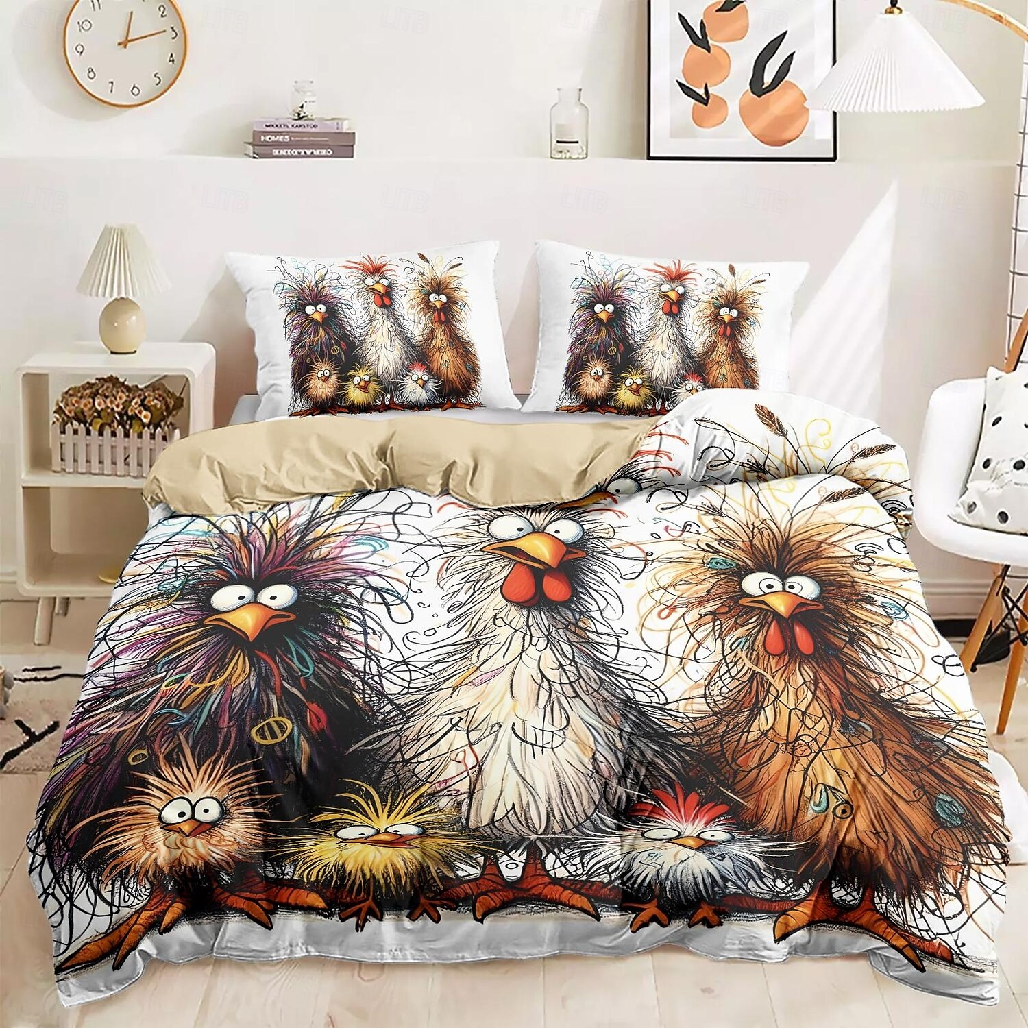 Rooster Funny Duvet Cover Set 100% Cotton Soft and Comfortable Bedding Set with Fun Rooster Print Cozy and Stylish Perfect for Bedroom Decor Easy Care and Machine Washable 2025 - $60.99 –P21