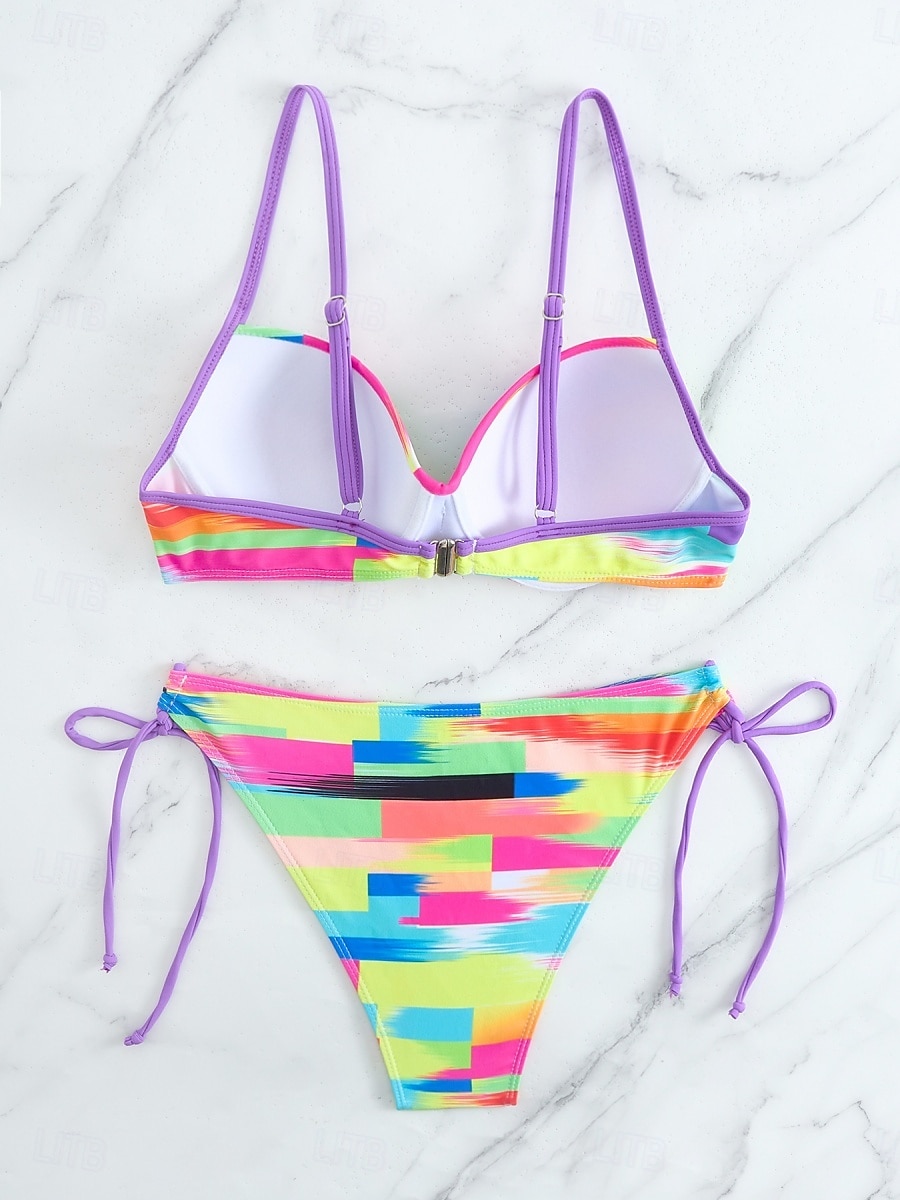 Femme Maillots de Bain Bikinis 2 pièces Slip Brésilien Maillot de bain Dos Nu Mince Vacances Tenues de plage A Ombre Col V Sans Manches Maillots de bain de 2025 ? $27.99 –P2