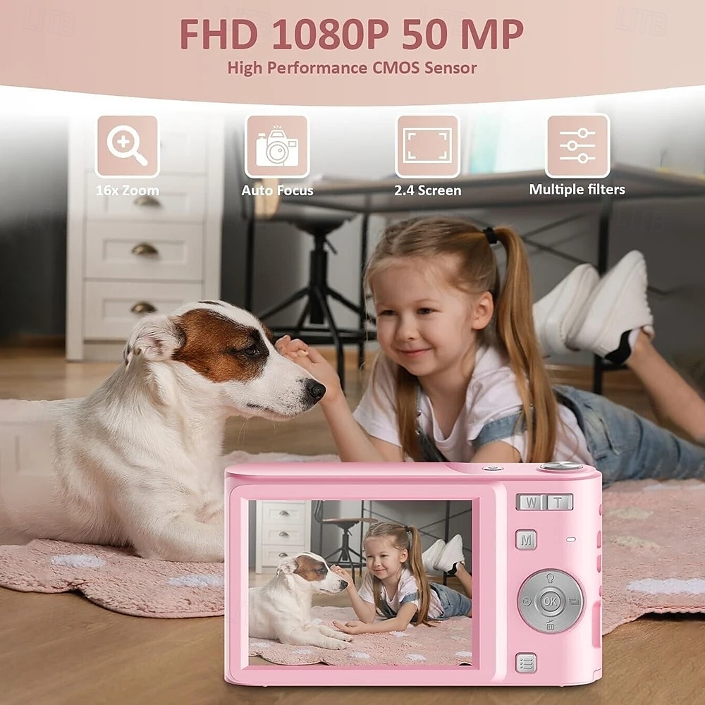 מצלמה דיגיטלית 4k מצלמה דיגיטלית 50mp 16x זום דיגיטלי 2.4 אינץ' מסך ips זיהוי פנים פלאש מצלמת טיימר זיהוי תנועה מצלמת טיימר 2025 - $68.99 –P3