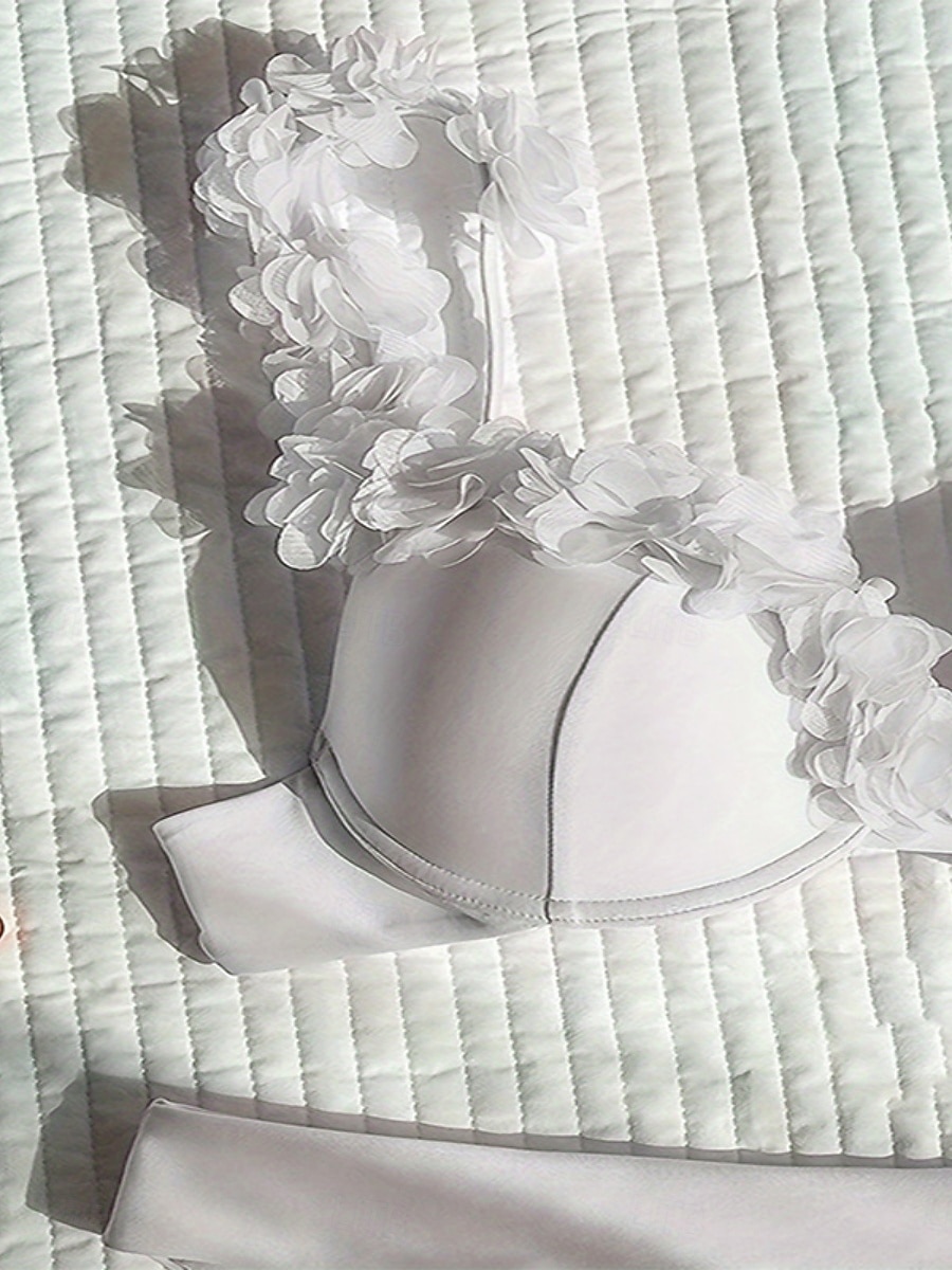 Dam Badkläder Bikini 2 st Kaxig Baddräkt Öppen rygg Smal Blommor i 3D Semester Standkläder Ensfärgat V-hals Ärmlös Baddräkter 2025 - $34.99 –P4