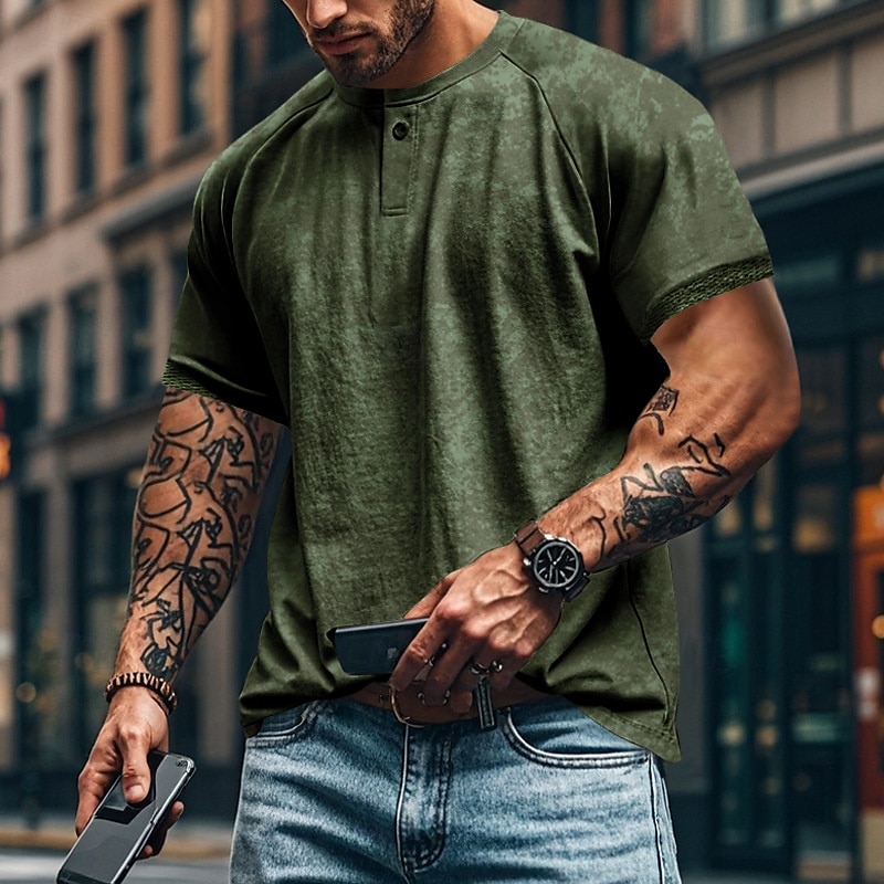 Men's Henley Shirt Tee Short Sleeve Solid Color Plain Distressed Buttons Washed Henley Outdoor Casual Daily Summer Spring &  Fall Black Gray Navy Blue Henley T-Shirt 2025 - $21.99 –P8
