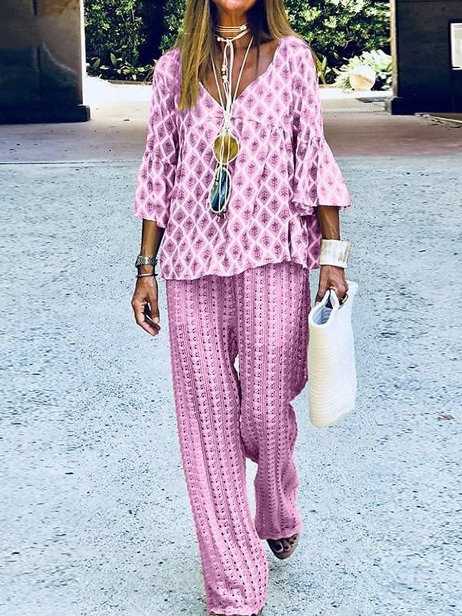 Per donna Festività Di tendenza maglietta Pantaloni Manica lunga Girocollo Pop art Collage Esterno Giallo Blu Viola Primavera & Autunno Standard del 2025 a $29.99 –P1