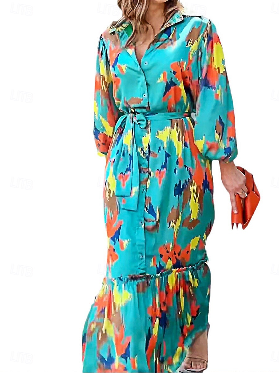 Per donna Vestito longuette Abito casual Elegante Moda Informale Da mare Feste Giornaliero Morbido Pop art Manica lunga Colletto blu acqua Autunno Inverno del 2025 a $51.99 –P6