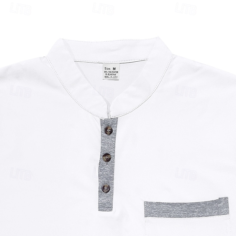 Men's Golf Shirt Golf Polos Shirts Work Casual Stand Collar Short Sleeve Basic Modern Color Block Patchwork Buttons Spring & Summer Regular Fit Black White Army Green Blue Brown khaki Golf Shirt 2025 - $17.99 –P5