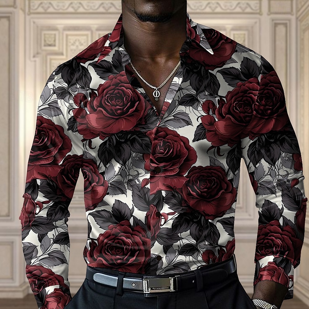 Per uomo Rosa Maglietta informale Camicia con bottoni Manica lunga Moda Casual Feste Informale Primavera Autunno Collo ripiegabile Abbottonare Giallo Rosso Blu Viola del 2025 a $27.99 –P1