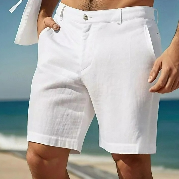 Homme Shorts Shorts en Lin Robe Short Shorts d'été Shorts de plage Avec Poches Boutons Uni Confort Respirant Longueur Genou Formel Quotidien Fête Vacances Mode Blanche Bleu Ciel Non Elastique de 2026 ? $25.99 –P10