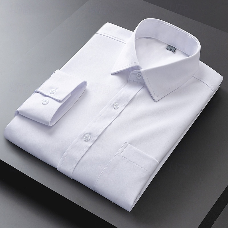Hombre Camisa para Vestido Camisa sin planchar Plano Diario Exterior Bleu Ciel Azul Marino Manga Larga Cuello Vuelto Verano Primavera Ropa 2026 - $28.99 –P11