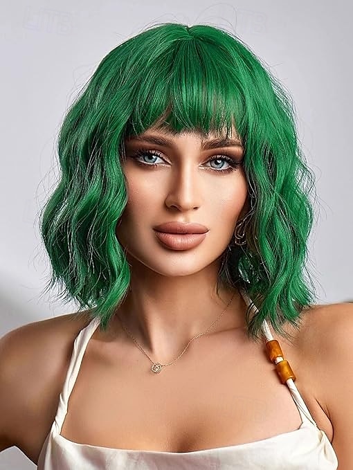 perruque avec frange perruques courtes ondulées pour femmes perruques bob bouclées longueur d'épaule perruques synthétiques résistantes à la chaleur pour Halloween cosplay utilisation quotidienne de de 2025 ? $18.49 –P3