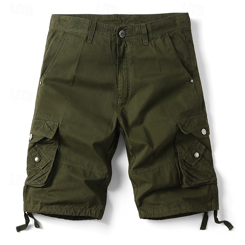 Herr Cargo-shorts Vandringsshorts Militär Sommar Utomhus 10" Ripstop Andningsfunktion Snabb tork Dragkedja fram Shorts Underdelar Knälängd Svart Armégrön Bomull Jakt Fiske Klättring XS S M L XL 2025 - $28.99 –P1