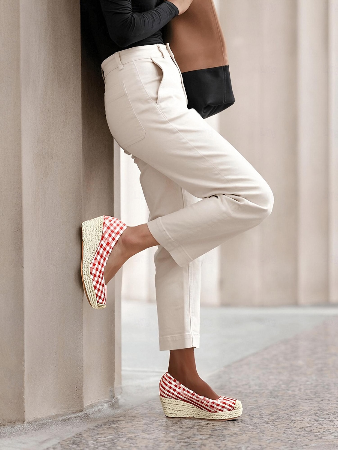 Women's Red Gingham Espadrille Wedge Heels with Crochet Toe Cap, Vintage Style Summer Shoes for Casual and Vacation Wear 2025 - $42.99 –P2