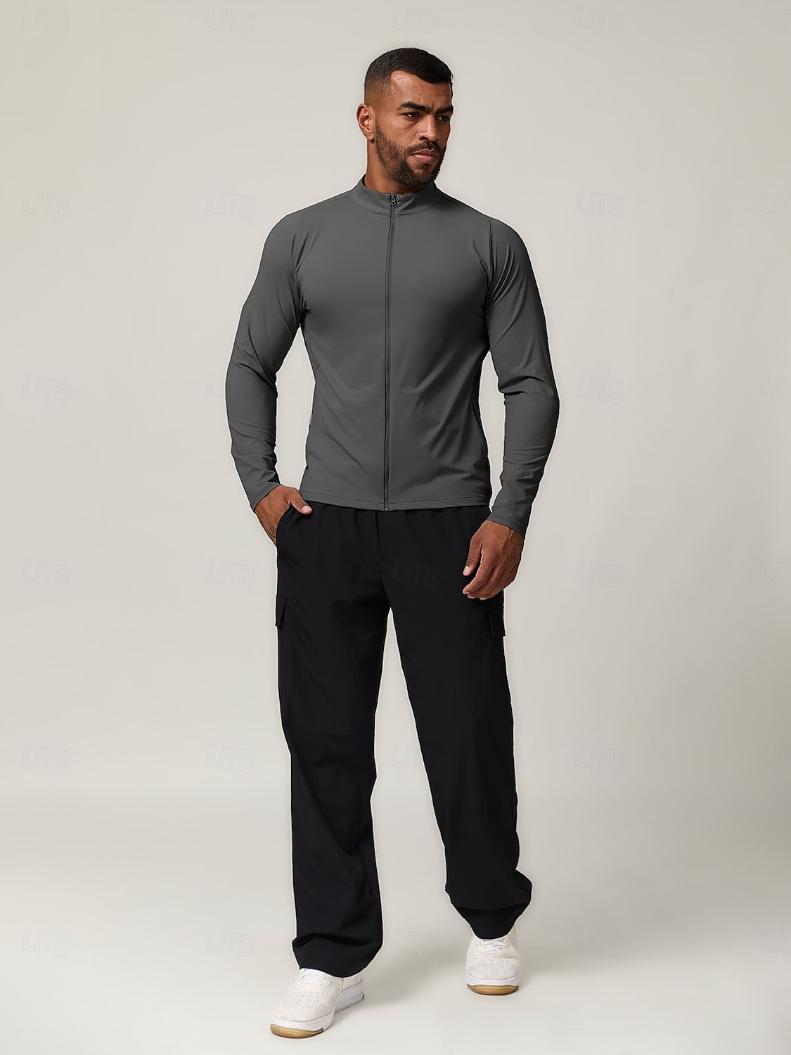 Herr Pullover-tröja Mörkgrå Långärmad Överdelar Golfkläder Kläder Outfits Bär kläder 2025 - $33.99 –P5