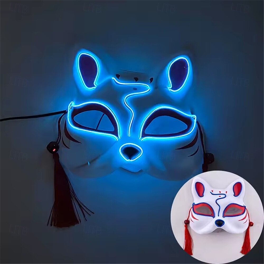 Carnival LED Fox Luminous Mask - Festival Party Light Up Decoration Prop, Internet Celebrity Live Streaming Gift AA Batteries Powered - 1PC 2025 - $14.99 –P10