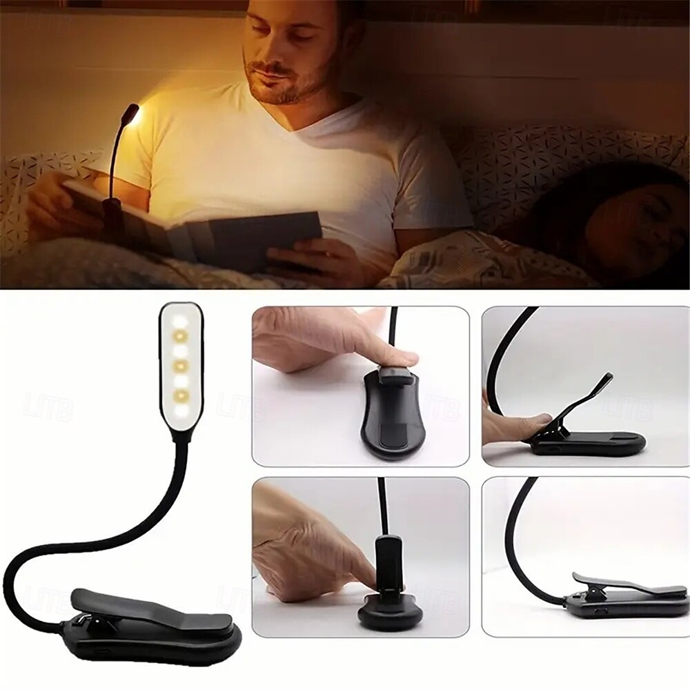 מנורת ספר מיני נטענת usb - מנורת קריאה עם קליפס 7 LED, מנורת לילה אכפתית ללימוד  & קריאה ליד המיטה 2025 - $26.99 –P5