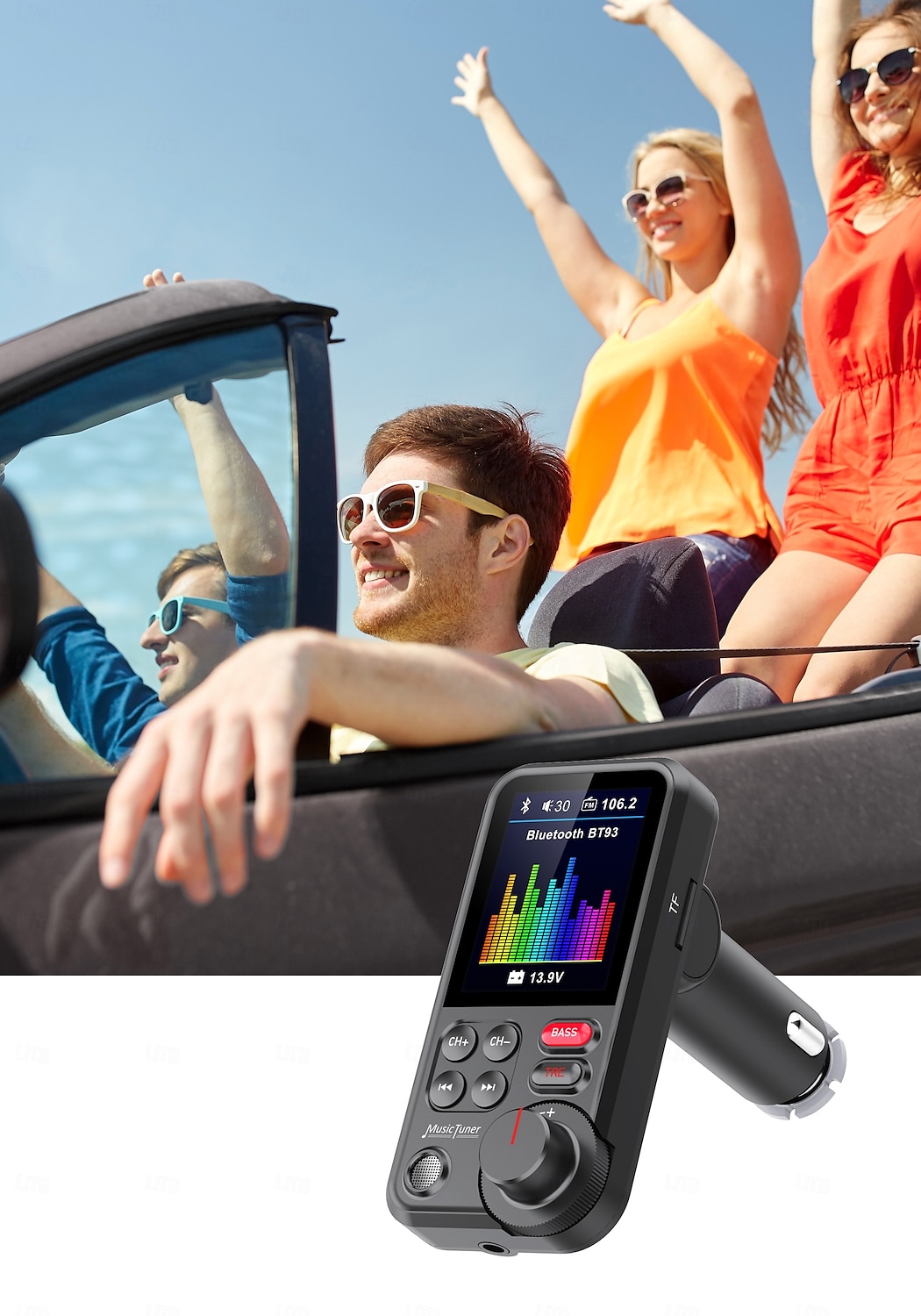 bt93 автомобильный комплект громкой связи bluetooth 5.0 трансмистер fm qc3.0 быстрая зарядка беспроводной автомобильный mp3-плеер bluetooth автомобильный трансмитер fm 2025 - $47.99 –P1