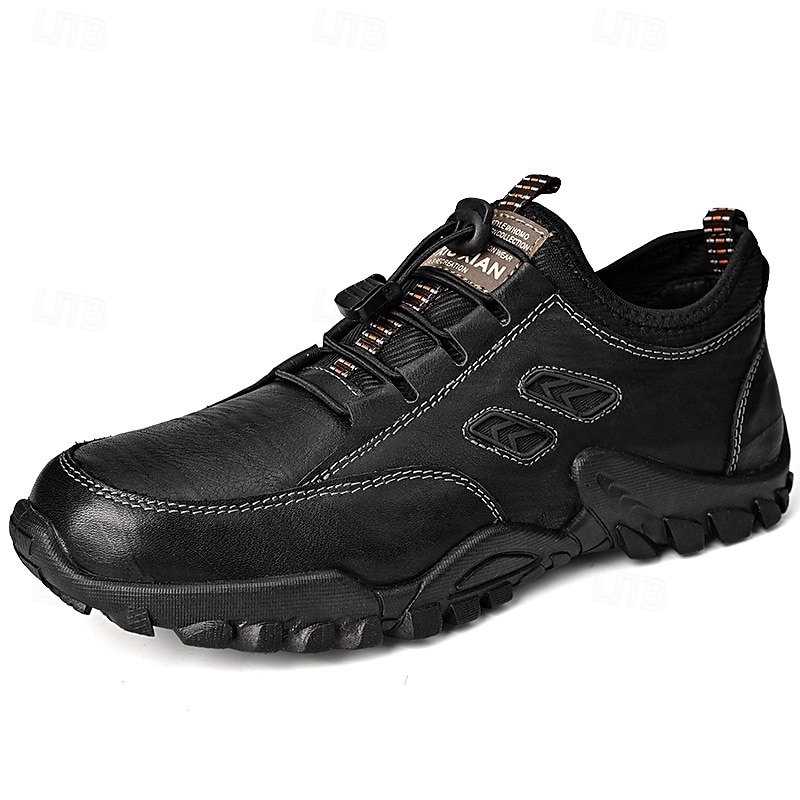 Men's Brown Faux Leather Hiking Shoes with Adjustable Laces and Rugged Rubber Sole – Durable Outdoor Footwear 2025 - $46.99 –P1