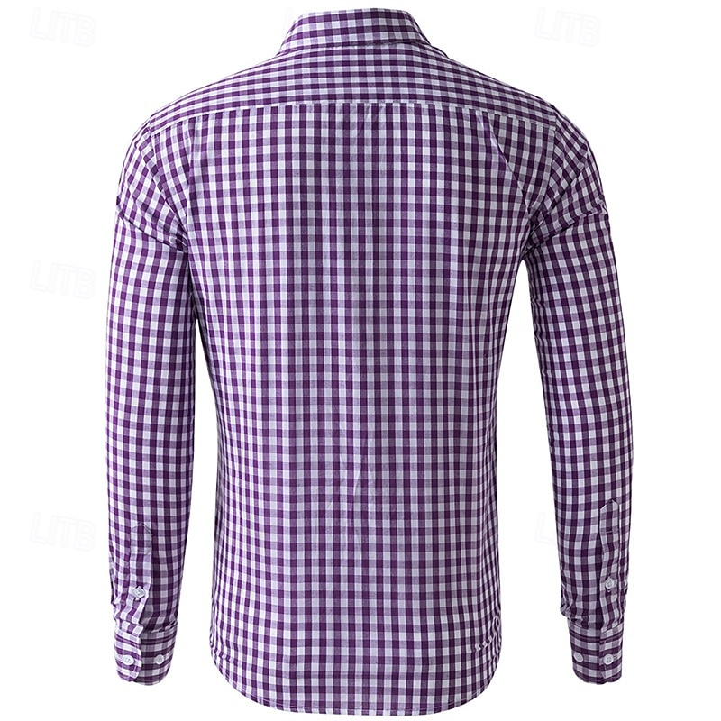 Men's Shirt Dress Shirt Button Up Shirt Plaid Wedding Party Black Pink Red Brown Long Sleeve Lapel Spring &  Fall Clothing Apparel 2025 - $29.99 –P14
