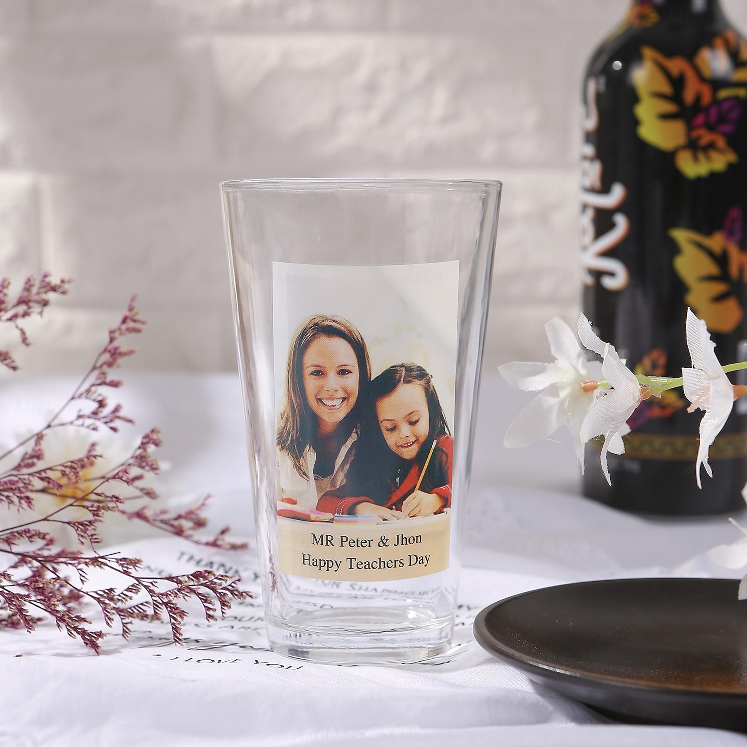 Cana de sticlă personalizată cadoul perfect pentru mamă – Cadou personalizat de nuntă pentru cuplu design cu fotografie și text cadou de zi cu zi pentru familie și prieteni cadou de nuntă și Crăciun 2025 - $12.49 –P5