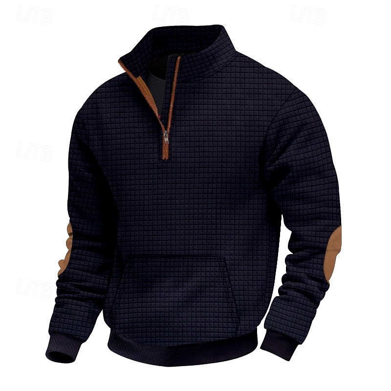 Herren Sweatshirt Pullover Sweatshirt mit Viertelreißverschluss Schwarz Marineblau Khaki Hellgrau Dunkelgray Troyer Halber Reißverschluss Glatt Sport & Natur Täglich Festtage Strassenmode Cool Retro 2025 - $31.99 –P2