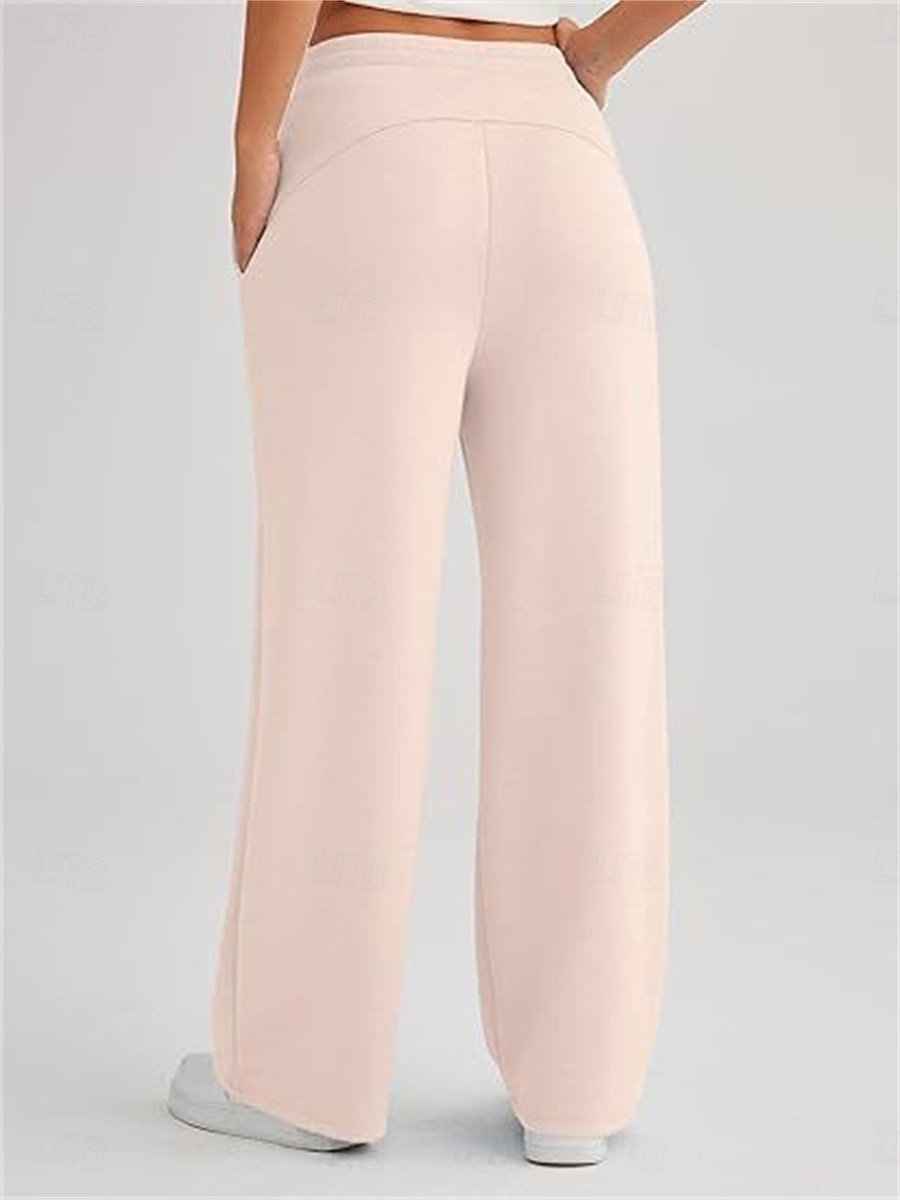 Women's Sweatpants Wide Leg Pants Trousers Active Streetwear Casual Full Length Mid Waist Plain Pocket Drawstring Elastic Waist Breathability Soft Comfortable Micro-elastic Outdoor Street Daily 2025 - $23.99 –P10