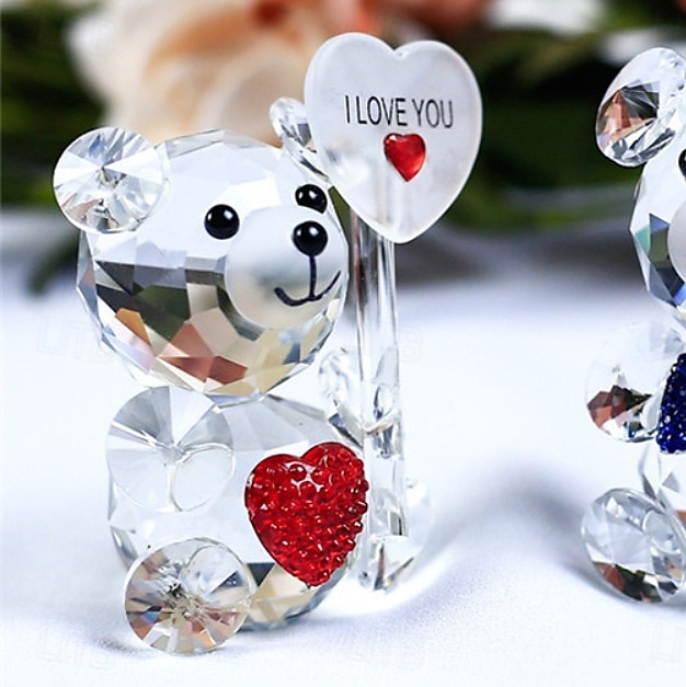regali di San Valentino orsetto di cristallo con cuore - versatile decorazione per interni/esterni, perfetta per i compleanni & vacanze del 2025 a $7.99 –P6
