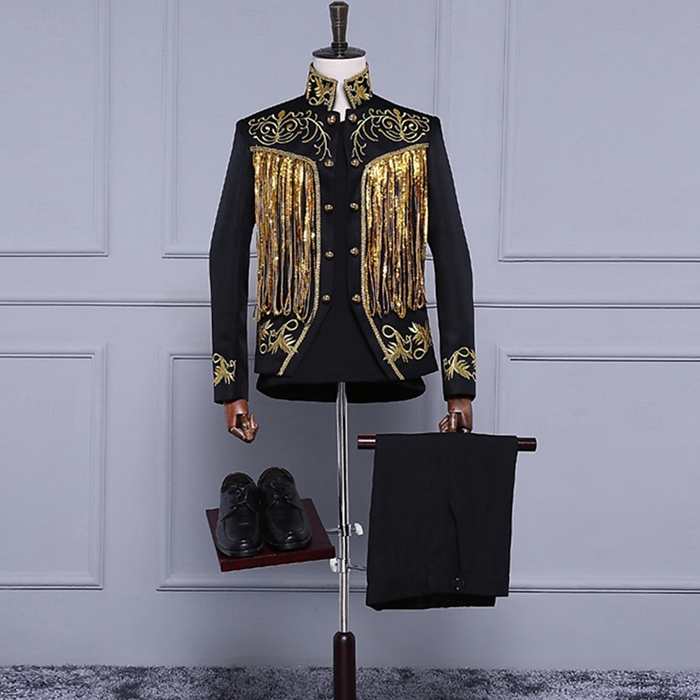 Retro Vintage 1980s Pants Outfits Suits & Blazers Prince Aristocrat Sequins Jacquard Fancy Dress Men's Halloween Carnival Masquerade Party Performance Pride Parade Adults' Coat Pants 2026 - $69.99 –P5