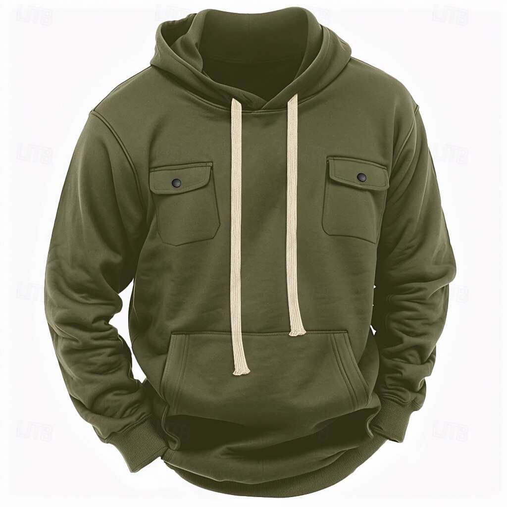 Hombre Sudadera Sudadera con capucha de lana Sudadera táctica con capucha Negro Verde Ejército Caqui Gris Ligero Gris Oscuro Con Capucha Plano Bolsillo Casual Diario Ropa de calle Básico Casual 2025 - $27.99 –P8