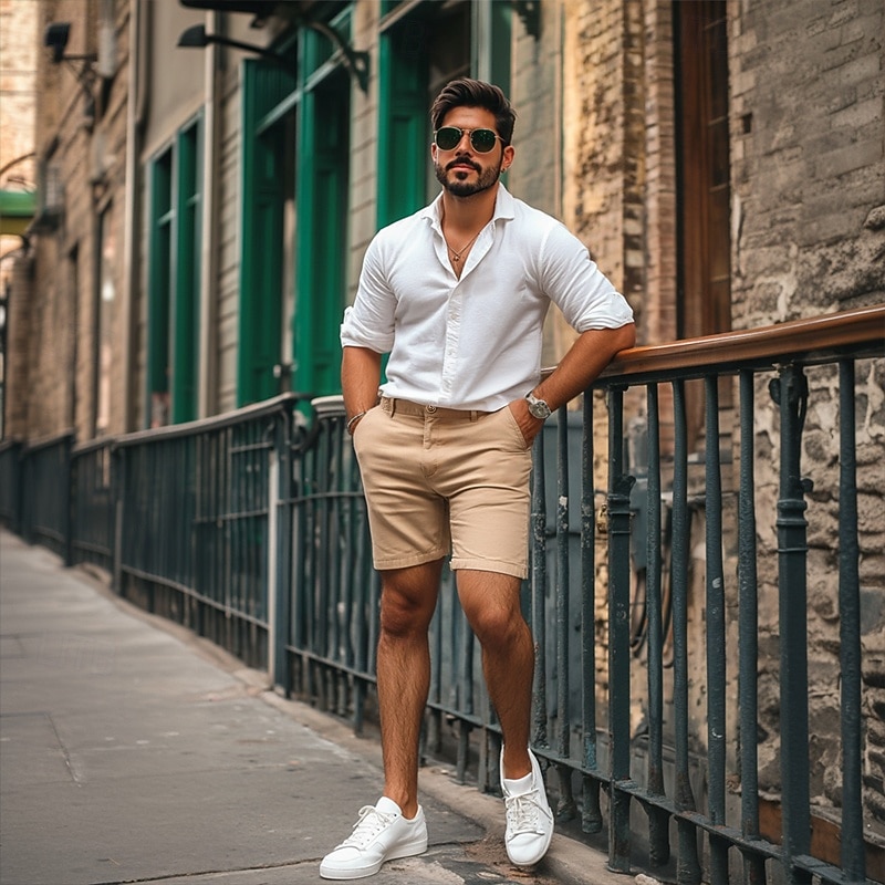 Men's Dress Shorts Work Shorts Casual Shorts Golf Shorts Pocket Straight Leg Solid Colored Comfort Wearable Knee Length Outdoor Daily Streetwear Stylish Black Brown 2026 - $25.99 –P6